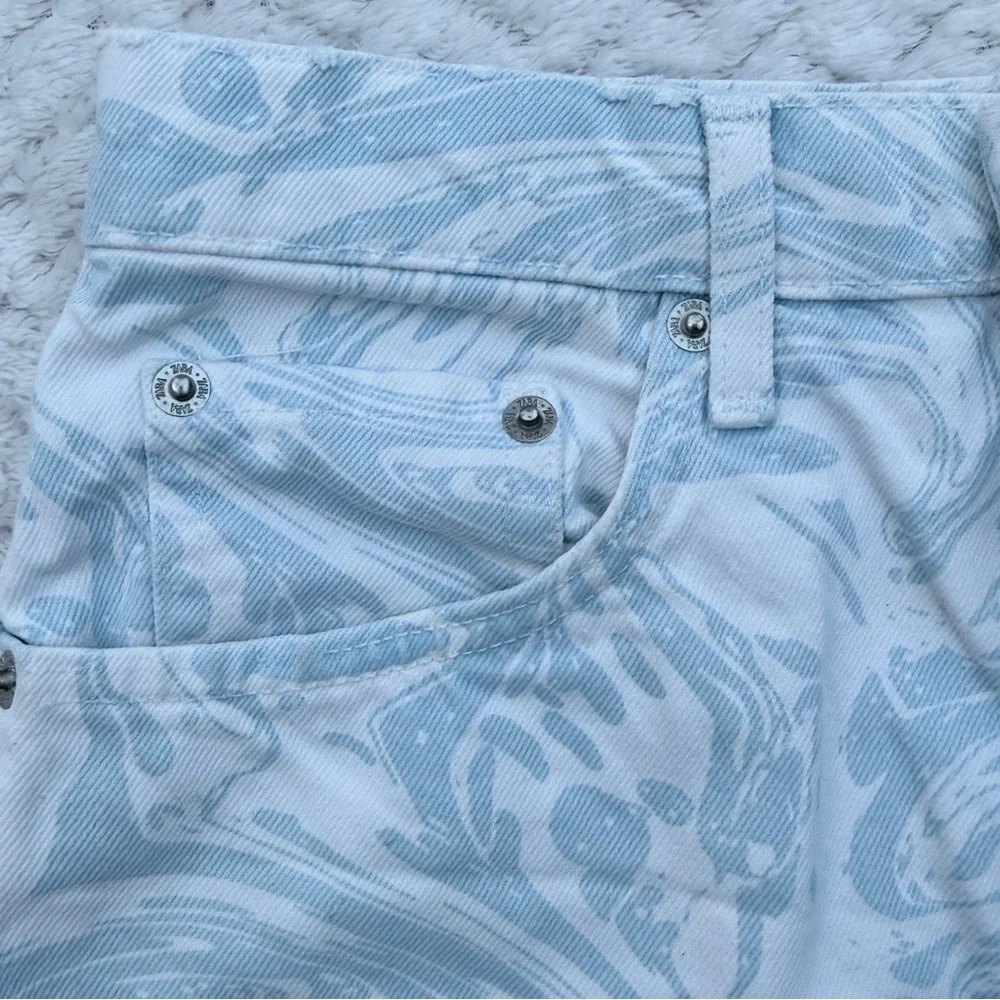 Boho Zara High Waist Marble Swirl Button Fly Jean Shorts Women's 6 Pastel Beach